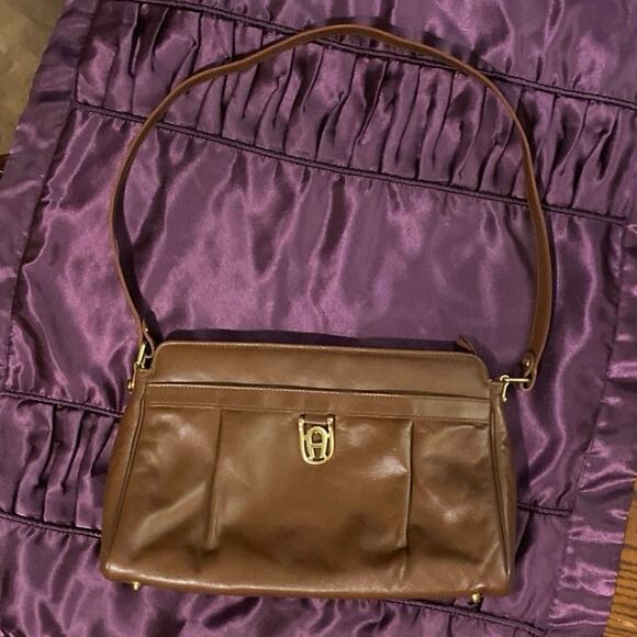 Vintage Etienne Aigner Leather Purse Handbag Brown Leather Strap Old School LOGO - Picture 1 of 11